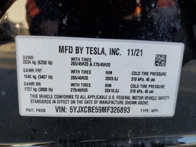 5YJXCBE59MF326893 - 2021 TESLA MODEL X BLACK photo 13