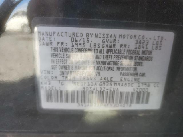 3N1AB7AP4FY304078 - 2015 NISSAN SENTRA S BLACK photo 12