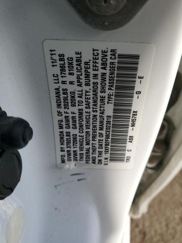 19XFB2F98CE023818 - 2012 HONDA CIVIC EXL თეთრი ფოტო 12