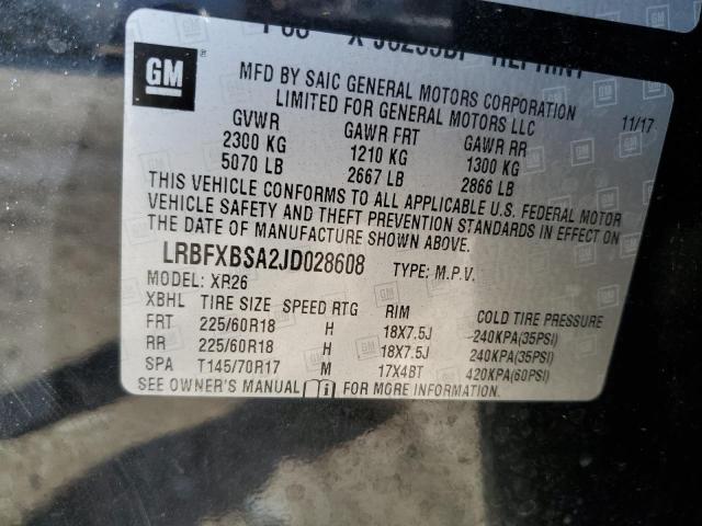 LRBFXBSA2JD028608 - 2018 BUICK ENVISION PREFERRED 黑色 照片 13