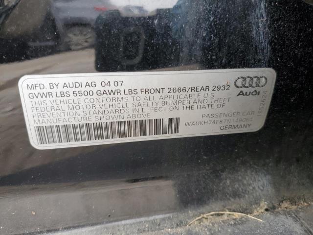 WAUKH74F87N149064 - 2007 AUDI A6 AVANT QUATTRO BLACK photo 12