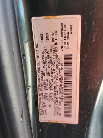 5TESN92N92Z097760 - 2002 TOYOTA TACOMA XTRACAB PRERUNNER 绿色 照片 12