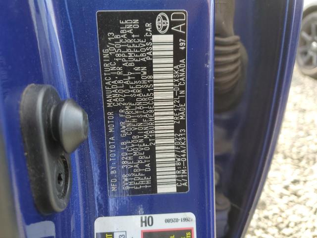 2T1BURHE8EC051518 - 2014 TOYOTA COROLLA L BLUE photo 12