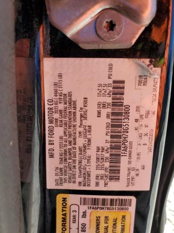 1FA6P0H78G5130800 - 2016 FORD FUSION SE BLACK photo 12