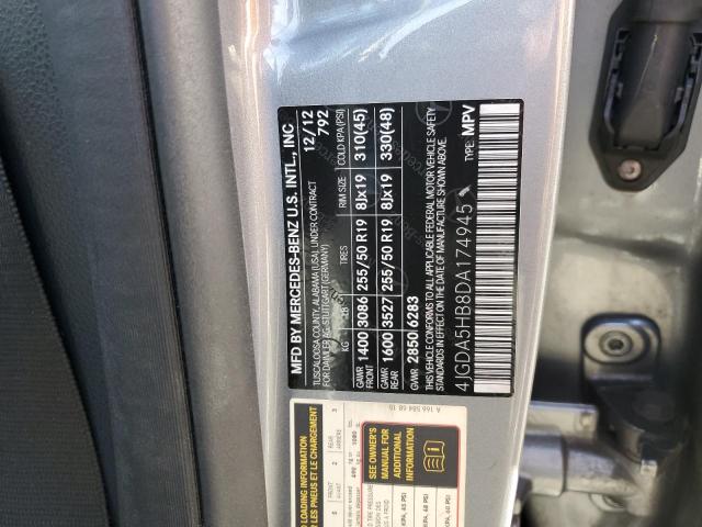 4JGDA5HB8DA174945 - 2013 MERCEDES-BENZ ML 350 4MATIC SILVER photo 14