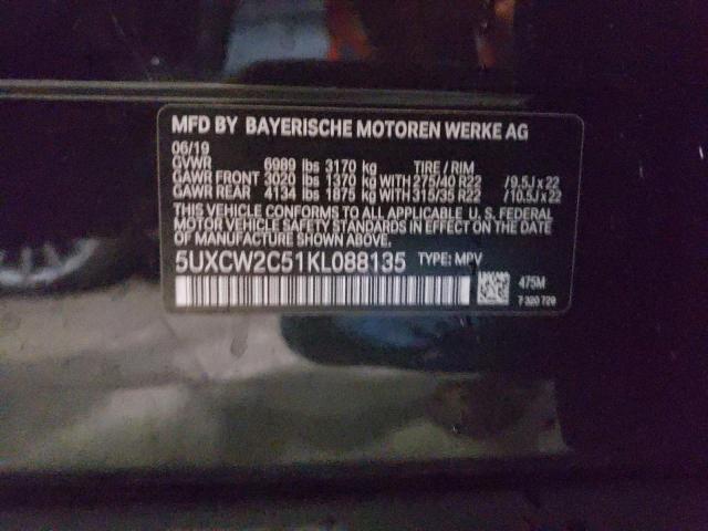 5UXCW2C51KL088135 - 2019 BMW X7 XDRIVE40I BLACK photo 12