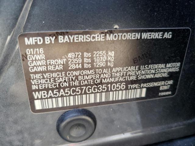 WBA5A5C57GG351056 - 2016 BMW 528 I GRAY photo 12