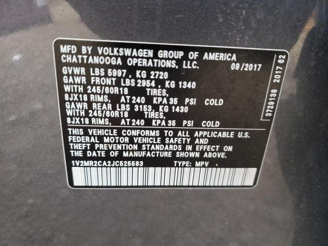 1V2MR2CA2JC525583 - 2018 VOLKSWAGEN ATLAS SEL GRAY photo 13