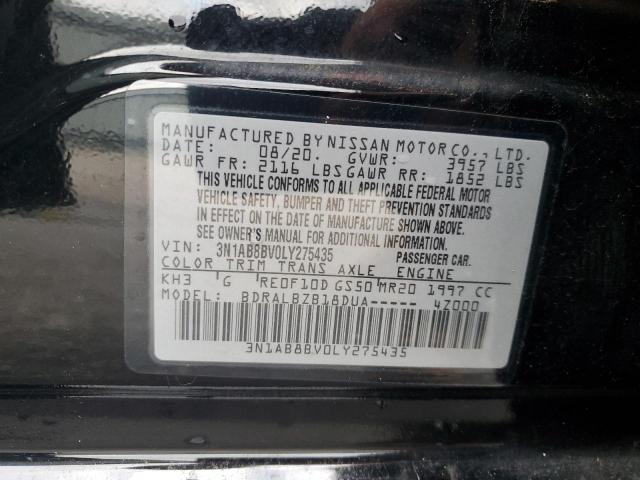 3N1AB8BV0LY275435 - 2020 NISSAN SENTRA S BLACK photo 12