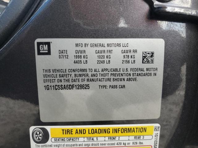 1G11C5SA6DF128625 - 2013 CHEVROLET MALIBU 1LT GRAY photo 12