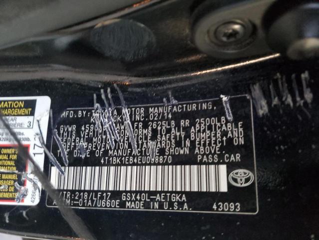 4T1BK1EB4EU098870 - 2014 TOYOTA AVALON BASE 黑色 照片 12