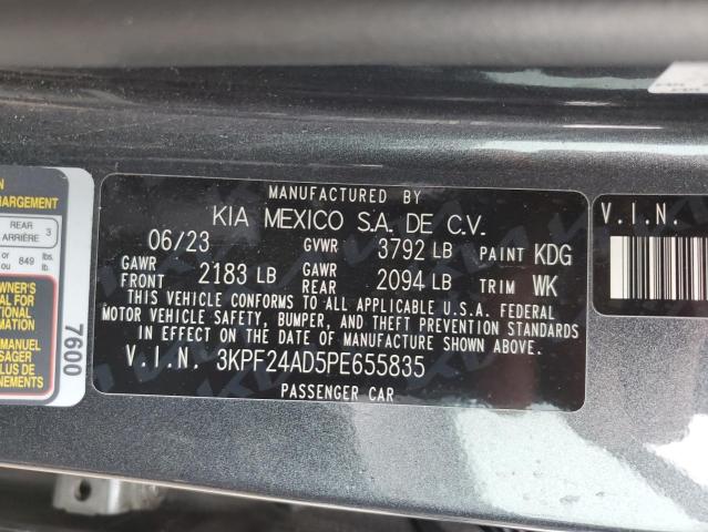 3KPF24AD5PE655835 - 2023 KIA FORTE LX GRAY photo 12