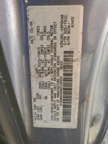 4TASN92N3WZ139305 - 1998 TOYOTA TACOMA XTRACAB PRERUNNER 灰色 照片 12