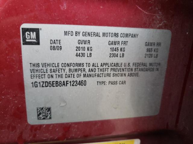 1G1ZD5EB8AF123460 - 2010 CHEVROLET MALIBU 2LT RED photo 12