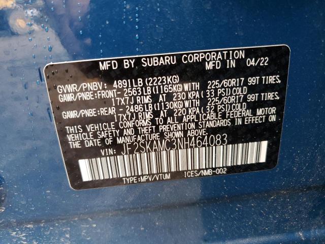 JF2SKAMC3NH464083 - 2022 SUBARU FORESTER WILDERNESS BLUE photo 13