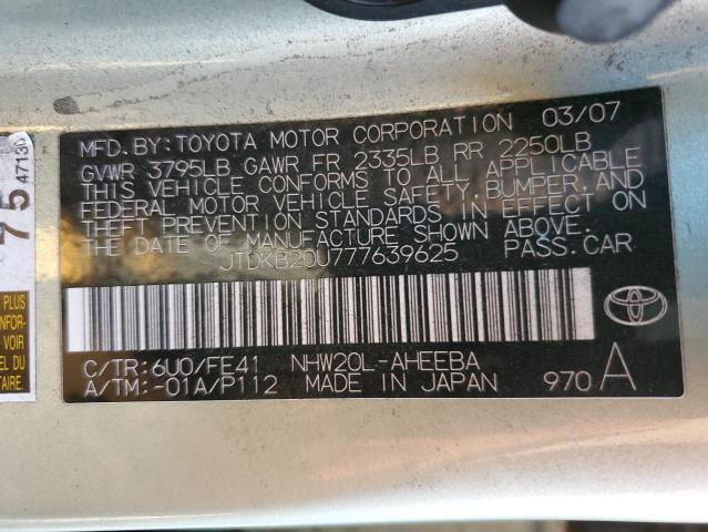 JTDKB20U777639625 - 2007 TOYOTA PRIUS GREEN photo 12