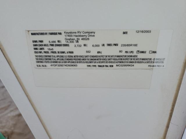 4YDF329274D509063 - 2004 KEYSTONE MONTANA WHITE photo 10