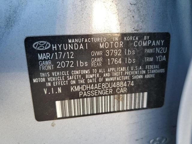 KMHDH4AE8DU488474 - 2013 HYUNDAI ELANTRA GLS BLUE photo 12