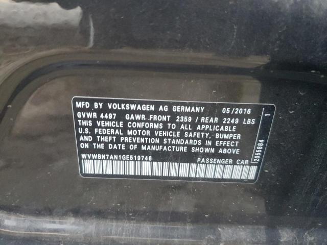 WVWBN7AN1GE519746 - 2016 VOLKSWAGEN CC BASE BROWN photo 12