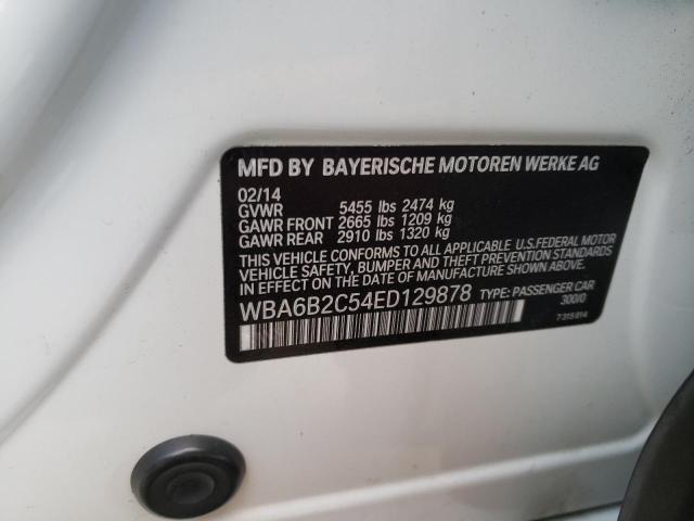 WBA6B2C54ED129878 - 2014 BMW 650 I GRAN COUPE WHITE photo 12