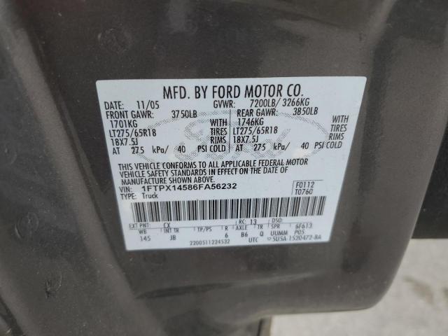 1FTPX14586FA56232 - 2006 FORD F150 GRAY photo 13