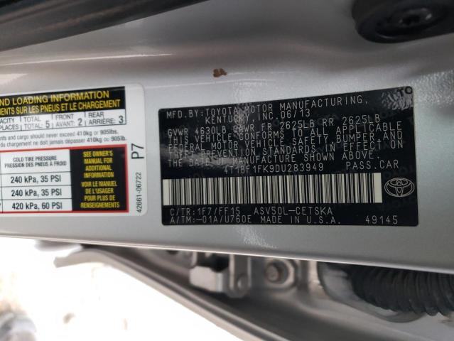 4T1BF1FK9DU283949 - 2013 TOYOTA CAMRY L SILVER photo 12