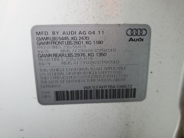 WA1LFAFP7BA108872 - 2011 AUDI Q5 PREMIUM PLUS WHITE photo 13