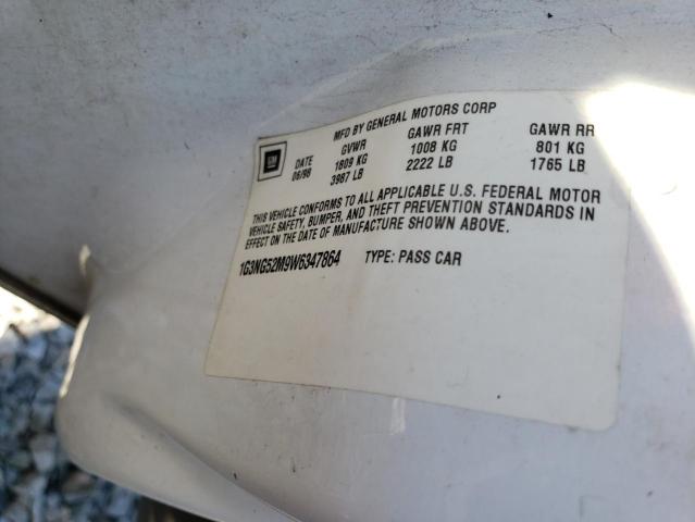 1G3NG52M9W6347864 - 1998 OLDSMOBILE CUTLASS GLS WHITE photo 12