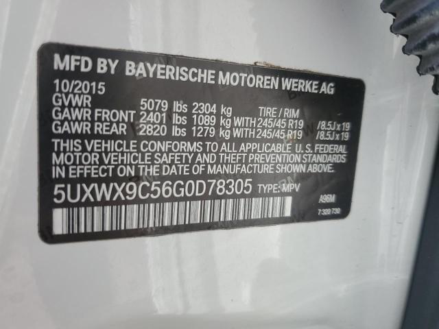 5UXWX9C56G0D78305 - 2016 BMW X3 XDRIVE28I WHITE photo 13