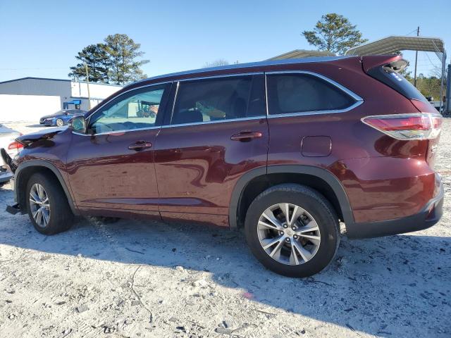 5TDKKRFH7ES018665 - 2014 TOYOTA HIGHLANDER XLE BURGUNDY photo 2