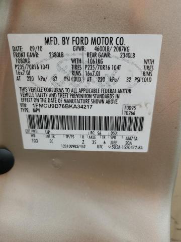 1FMCU9D76BKA34217 - 2011 FORD ESCAPE XLT BEIGE photo 13