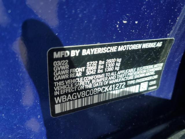 WBAGV8C08PCK41272 - 2023 BMW M850XI BLUE photo 12