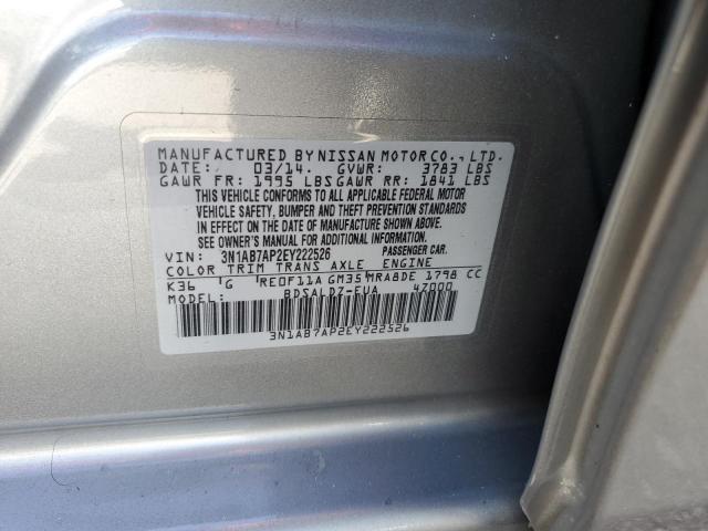 3N1AB7AP2EY222526 - 2014 NISSAN SENTRA S GRAY photo 12