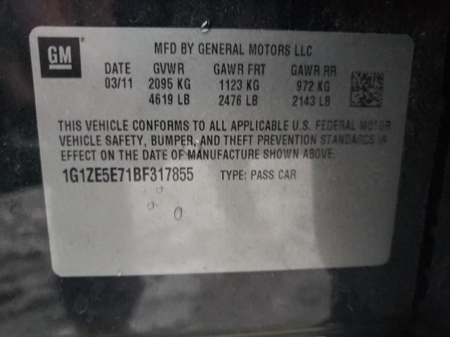 1G1ZE5E71BF317855 - 2011 CHEVROLET MALIBU LTZ შავი ფოტო 12