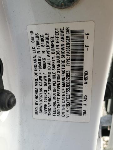 19XFC2F55JE032953 - 2018 HONDA CIVIC LX WHITE photo 13