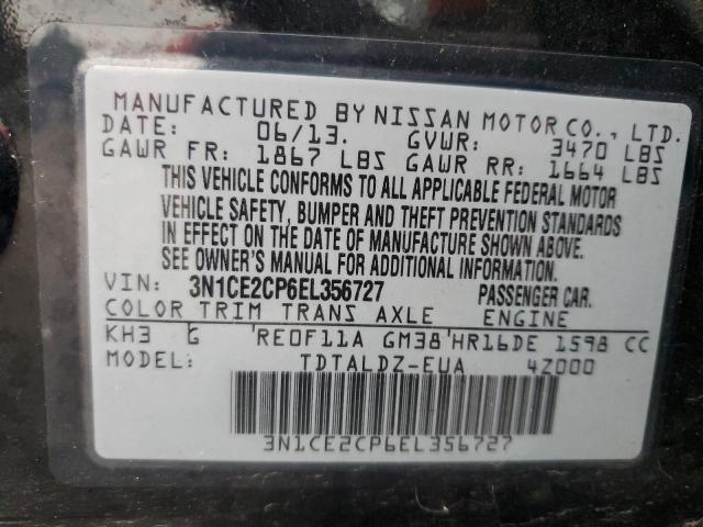 3N1CE2CP6EL356727 - 2014 NISSAN VERSA NOTE S BLACK photo 12