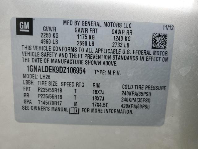 1GNALDEK9DZ106954 - 2013 CHEVROLET EQUINOX LT BEIGE photo 13