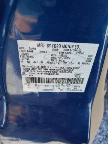 1FMCU03148KE76155 - 2008 FORD ESCAPE XLT BLUE photo 12