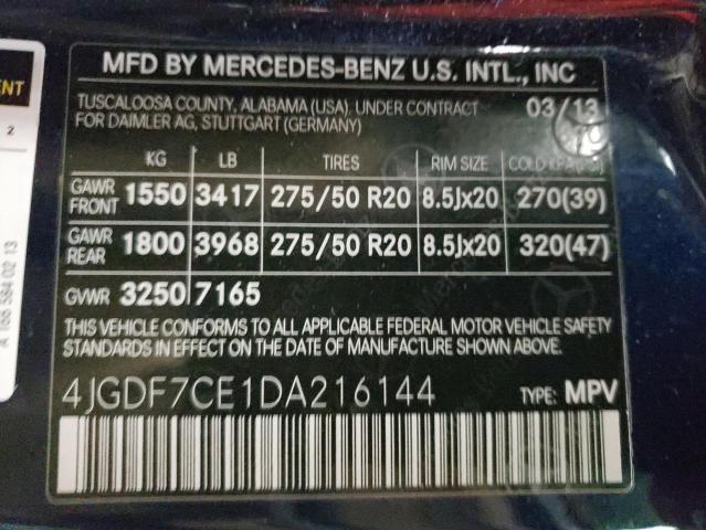 4JGDF7CE1DA216144 - 2013 MERCEDES-BENZ GL 450 4MATIC BLUE photo 13