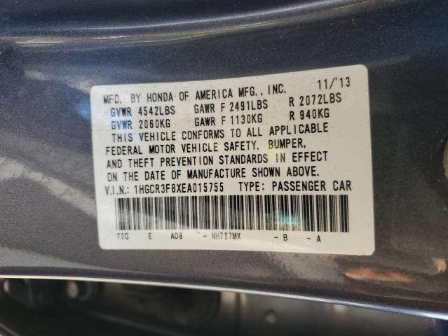 1HGCR3F8XEA015755 - 2014 HONDA ACCORD EXL GRAY photo 13