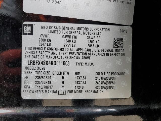 LRBFX4SX4KD011603 - 2019 BUICK ENVISION PREMIUM II Qara foto 13