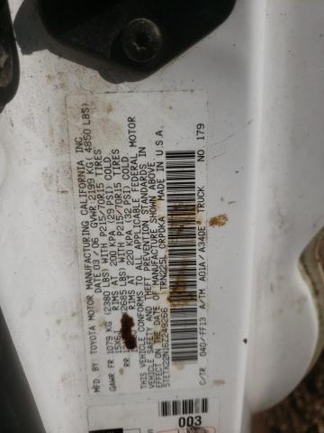 5TETX22N16Z249266 - 2006 TOYOTA TACOMA ACCESS CAB WHITE photo 12