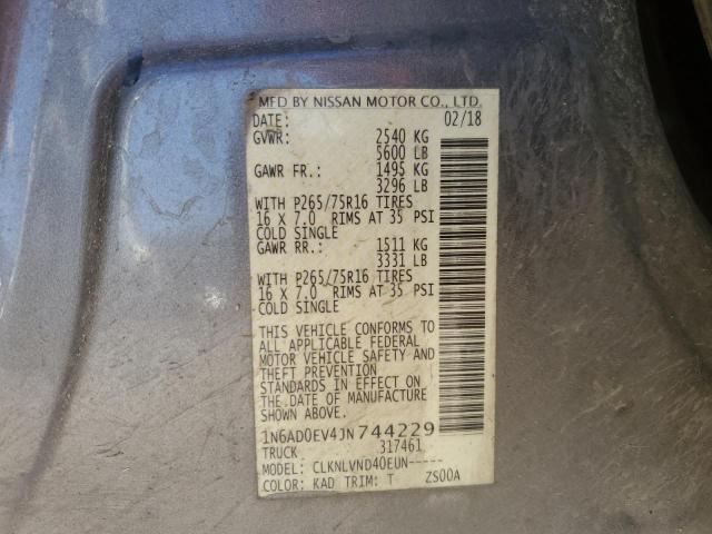 1N6AD0EV4JN744229 - 2018 NISSAN FRONTIER S GRAY photo 13