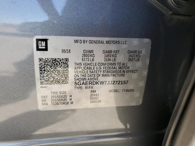 5GAERDKW7JJ272157 - 2018 BUICK ENCLAVE AVENIR ვერცხლისფერი ფოტო 13