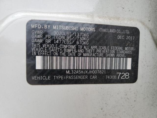 ML32A5HJXJH007821 - 2018 MITSUBISHI MIRAGE GT WHITE photo 12