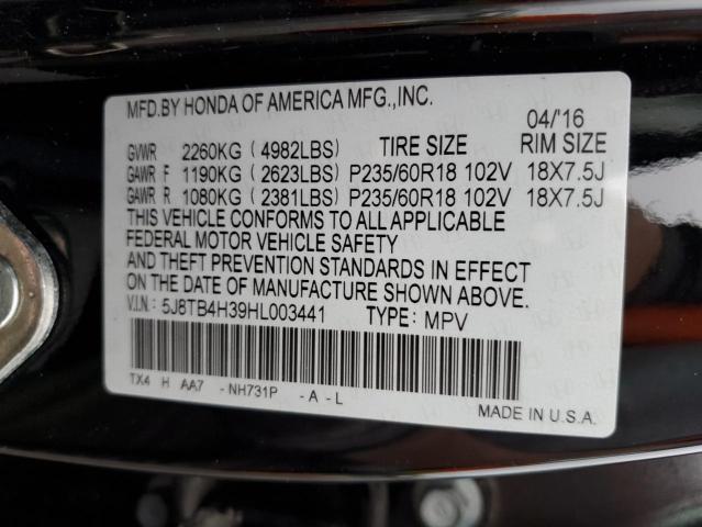 5J8TB4H39HL003441 - 2017 ACURA RDX BLACK photo 13