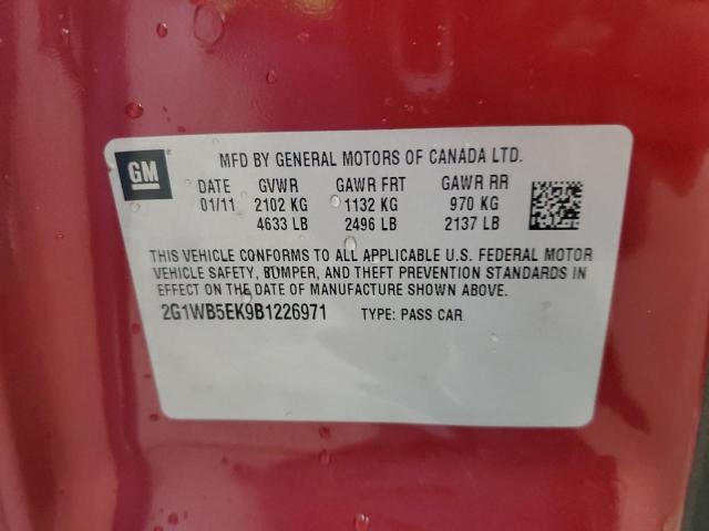 2G1WB5EK9B1226971 - 2011 CHEVROLET IMPALA LT RED photo 12