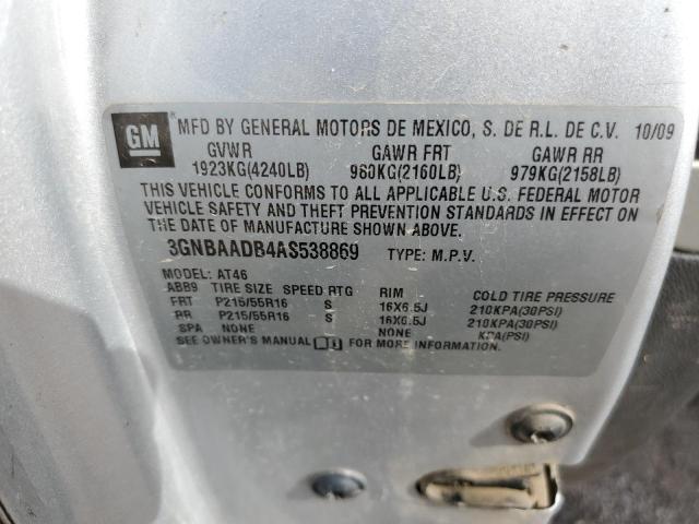 3GNBAADB4AS538869 - 2010 CHEVROLET HHR LS SILVER photo 14