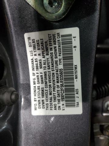 19XFC2F58JE035605 - 2018 HONDA CIVIC LX GRAY photo 13