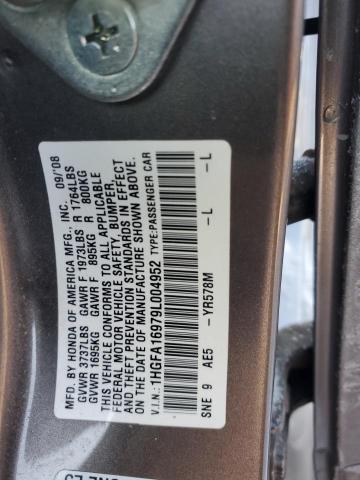 1HGFA16979L004952 - 2009 HONDA CIVIC EXL SILVER photo 12